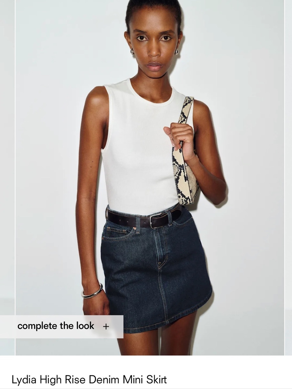 Reformation “Lydia” High Rise Denim Mini Skirt
